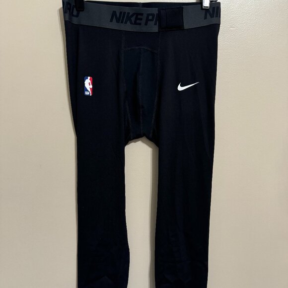 Nike Pro NBA Player Team Issue 3/4 Compression Tights Black Men DN1547-010 - Picture 1 of 12